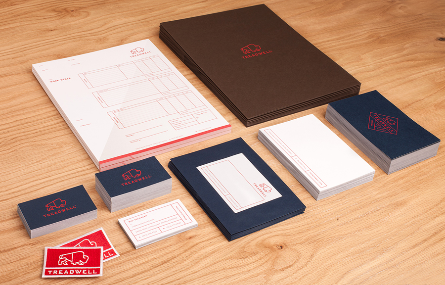 Logo and stationery designed by Perky Bros for floor specialist Treadwell