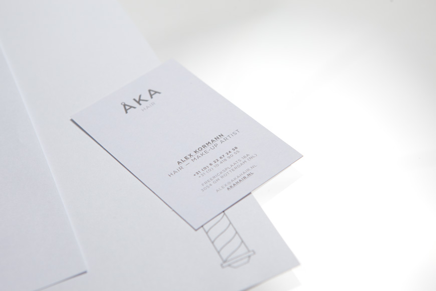 Logo and business card designed by DC for hair salon ÅKA