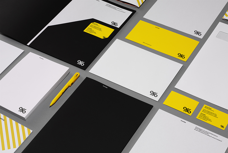 Logo and stationery for banking systems and solutions firm Crosskey designed by Kurppa Hosk