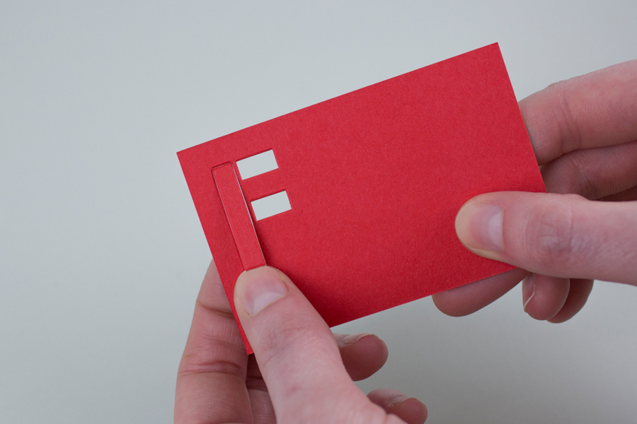 Business card with stencil cut detail created by digital design and branding agency Fieldwork