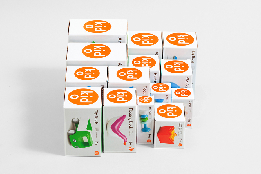 Packaging for modern toy business Kid O designed by Studio Lin