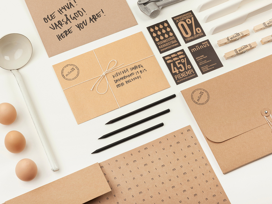 Stationery designed by Bond for Puustilli's new reductionist kitchen Miinus