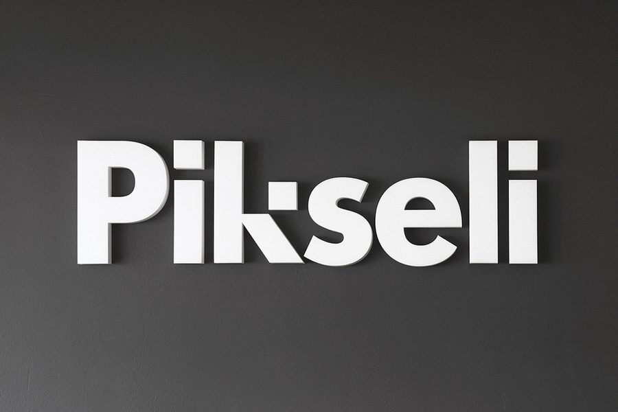 Logotype and signage designed by Werklig for Helsinki office space Pikseli
