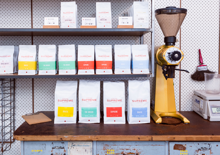 Packaging designed by Marx Design for independent coffee roaster Coffee Supreme