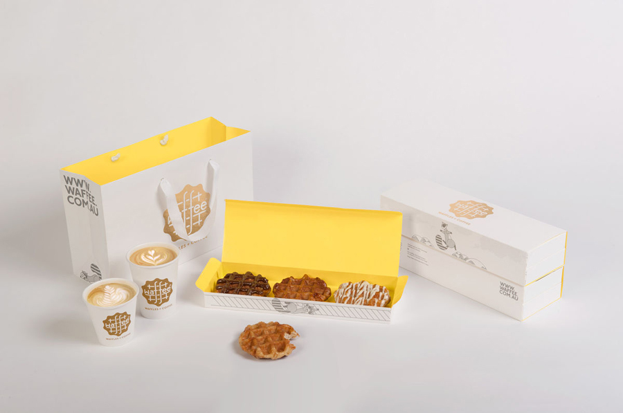 Packaging designed by A Friend Of Mine for Belgian waffle and coffee chain Waffee