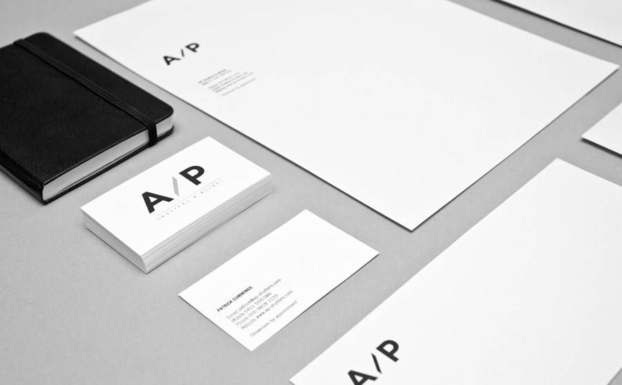 Logo and business cards designed by The Drop for AP Shutters & Blinds