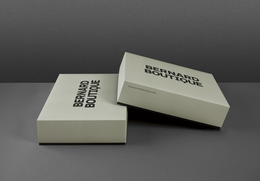 Logo and packaging for award-winning fashion store Bernard Boutique designed by Bunch