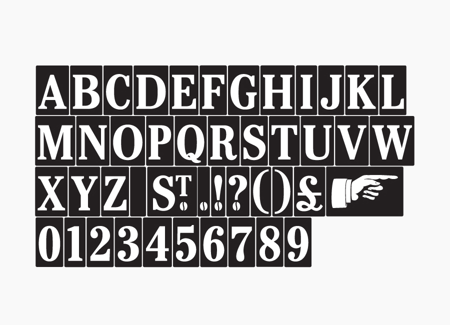 Typeface created by Designers Anonymous for Fuller's fair-trade coffee range Brewer St.