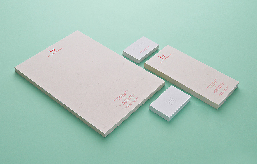 Logo and deboss stationery design by Two Times Elliott for Daniel Hopwood