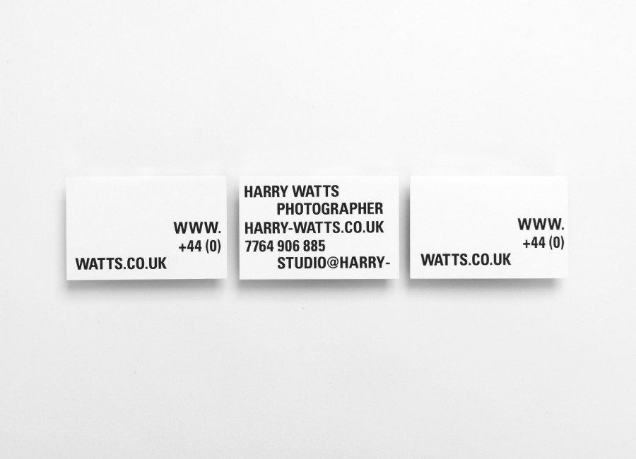 Business card designed by Birch for British photographer Harry Watts