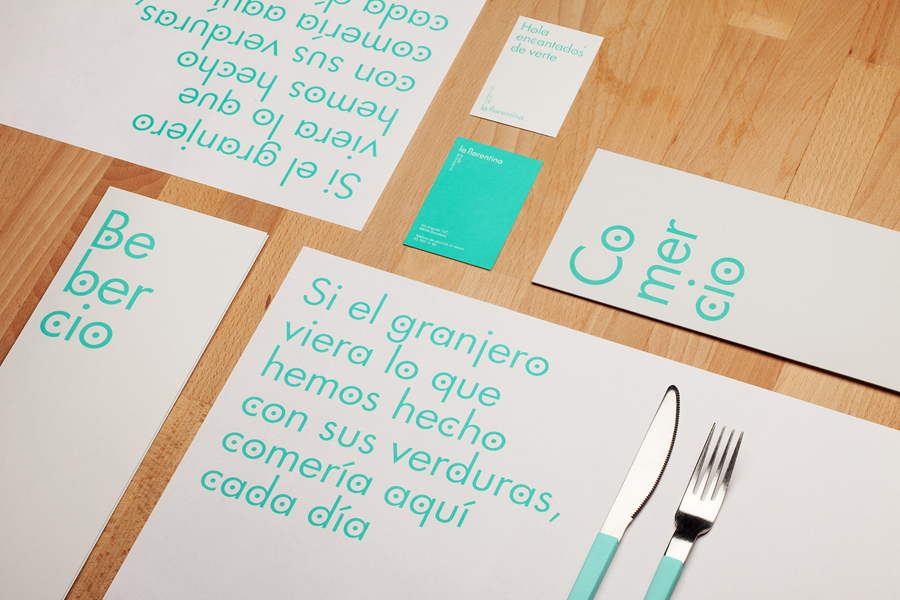 Logotype and print designed by Mucho for Barcelona based Deli restaurant and all day cafe La Florentina