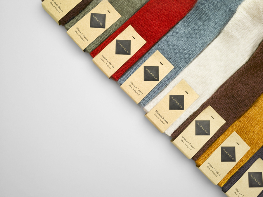 Logo and mixed fibre label design by Everything In Between for London-based tie and neckwear brand Marwood