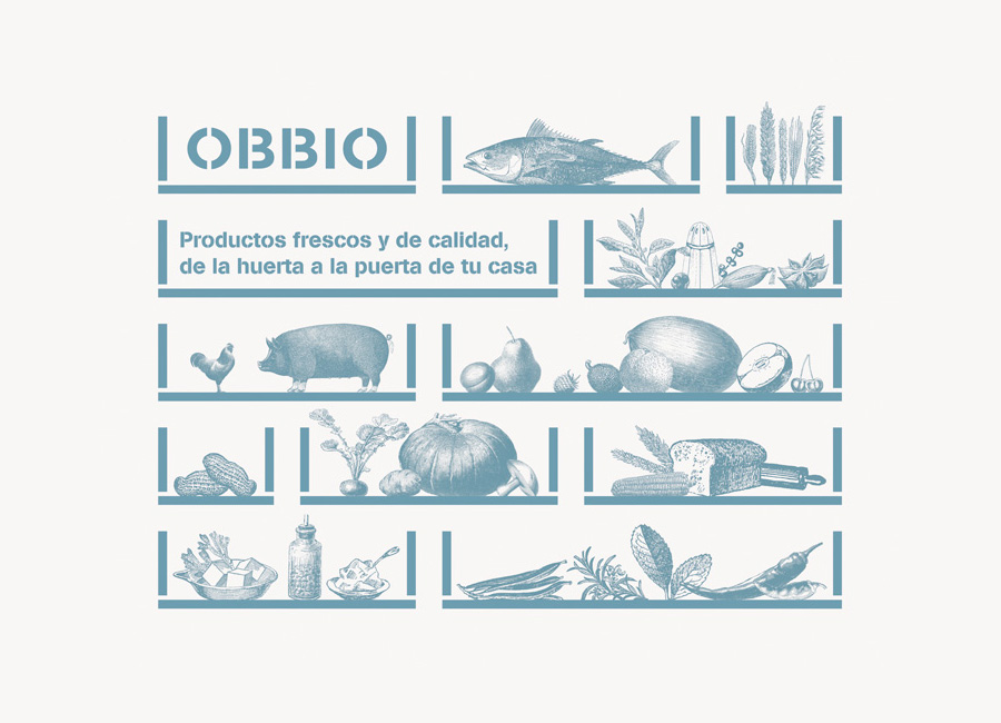 Logo and illustration by Mayuscula for Spanish organic supermarket Obbio