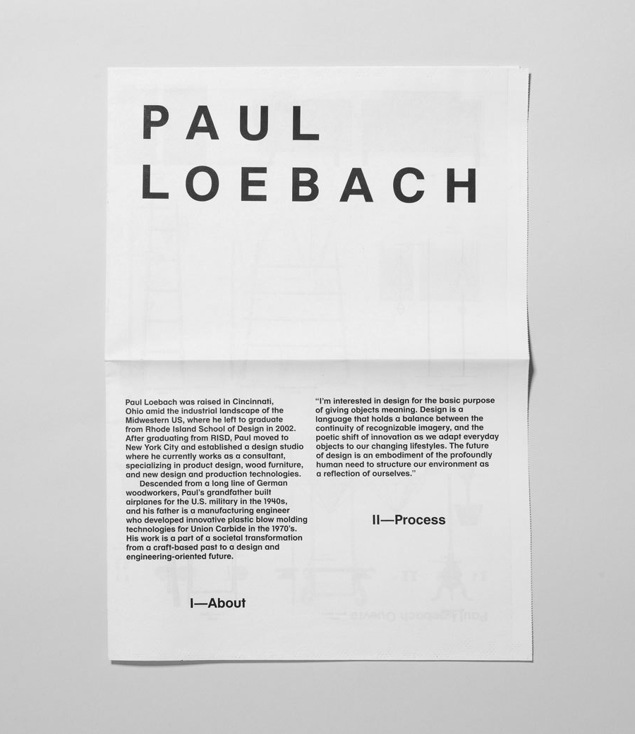 Logo and print for three dimensional designer Paul Loebach created by Studio Lin