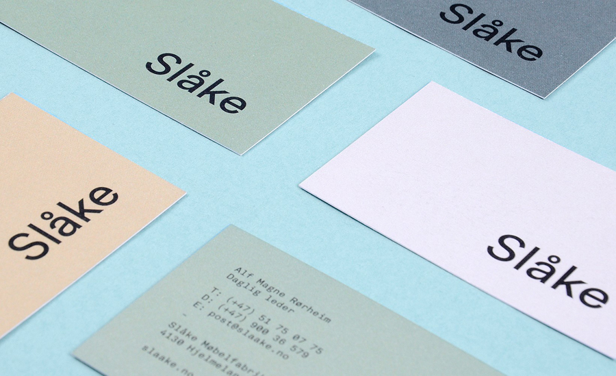 Business cards for Slåke Møbelfabrikk designed by Ghost