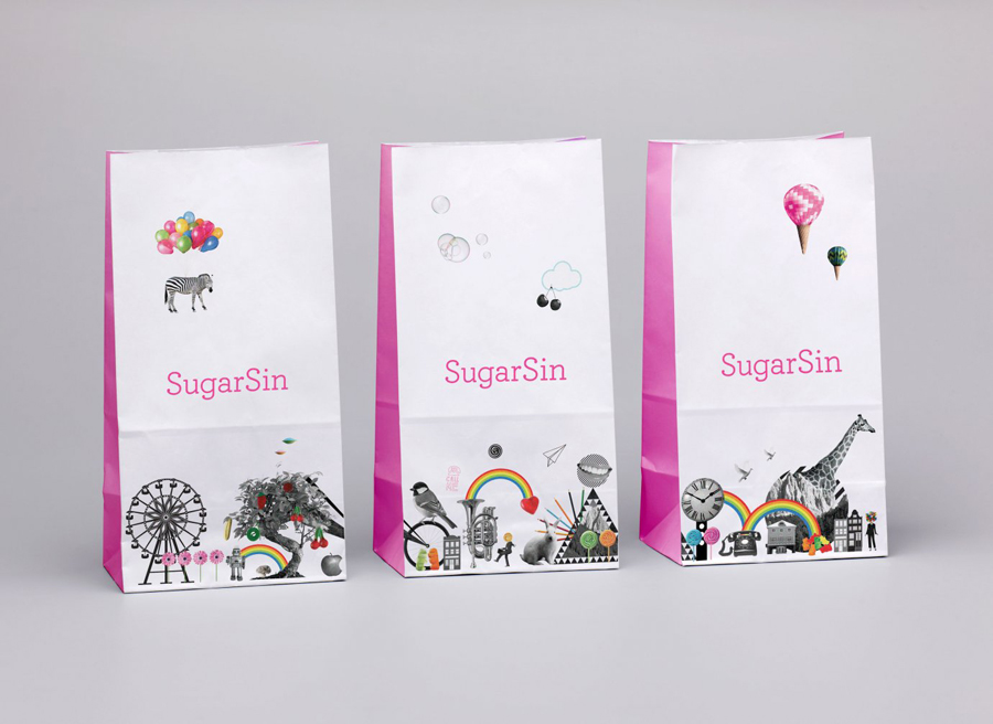 Logotype and packaging designed by &Smith for confectionery shop SugarSin