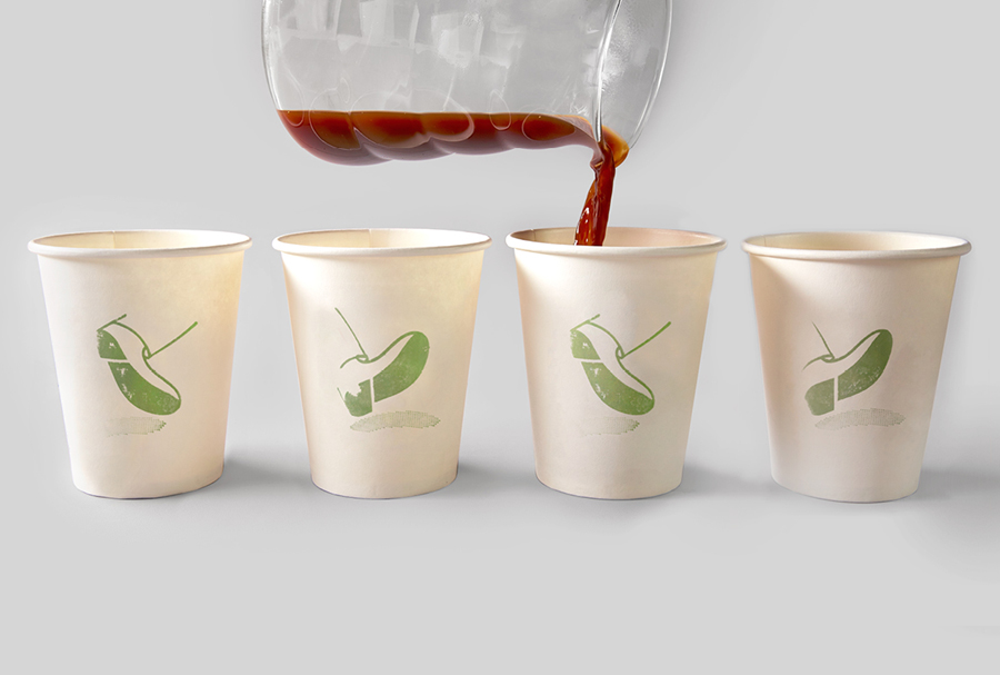 Logo as a stamp based coffee cup detail for Melbourne espresso bar Traveller designed by The Company You Keep