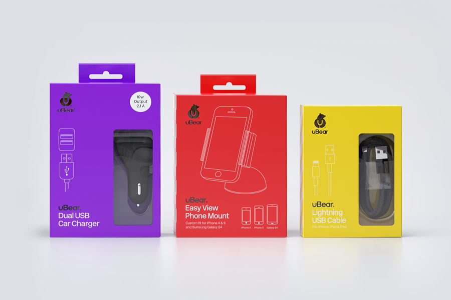 Packaging designed by Hype Type Studio for high end mobile phone, tablet and laptop accessories company U-Bear