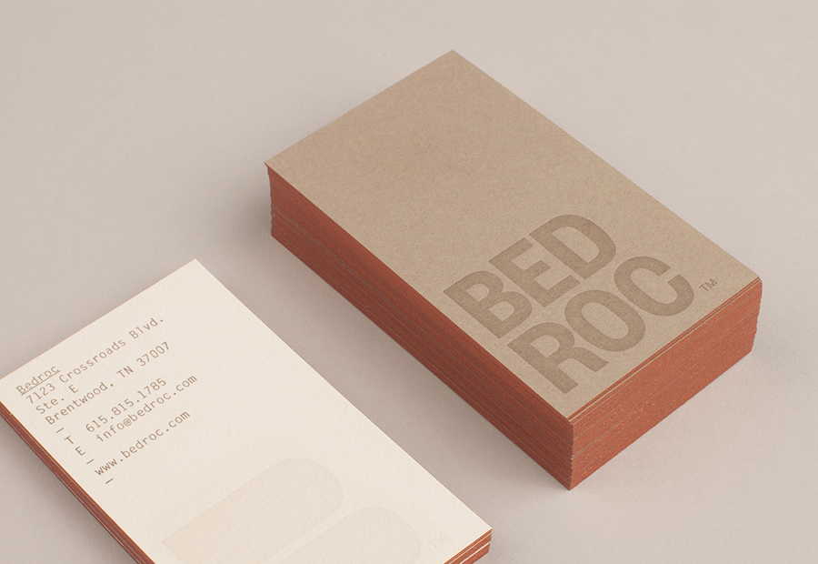 Logo and edge painted business card for technological consultancy firm Bed Roc designed by Perky Bros