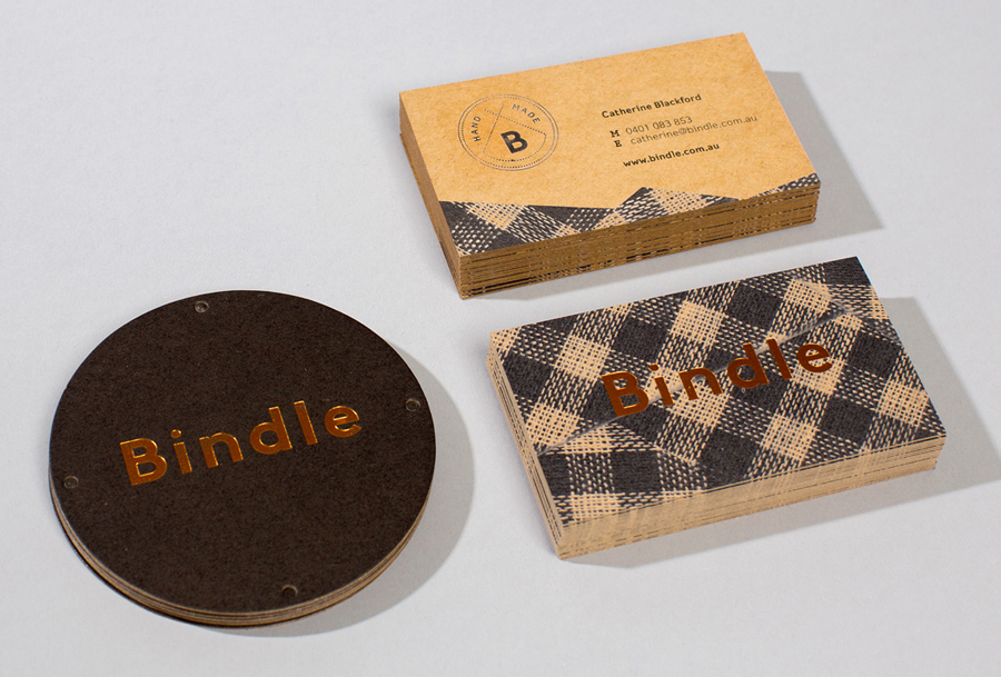 Logo and copper block foil stationery design by Swear Words for Bindle