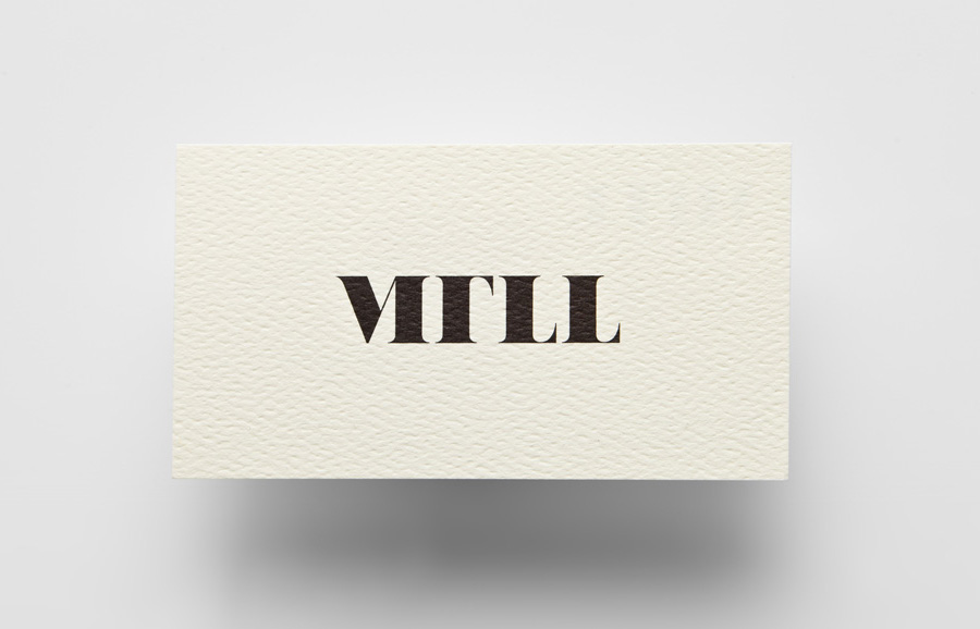 Logo and business card with surface treatment designed by Anagrama for architecture and landscaping firm MTLL