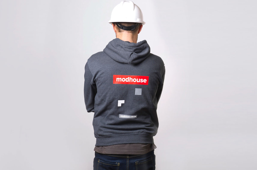 Logo and hoodie designed by A Friend Of Mine for Australian design and building firm Modhouse