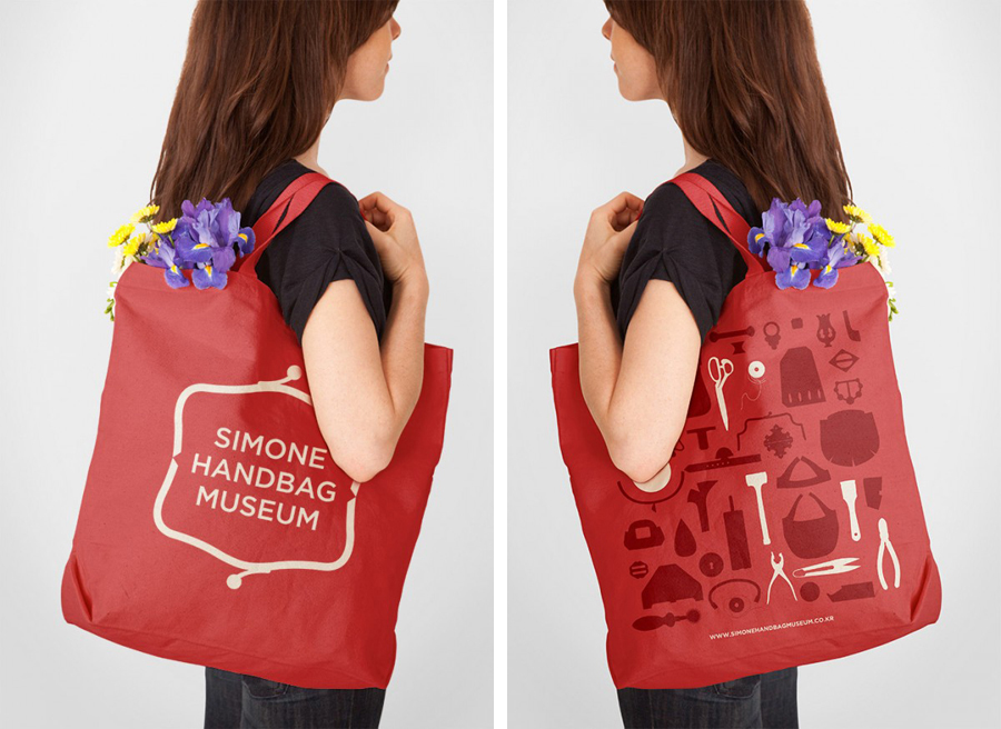 Tote bag designed by Charlie Smith Design for the Simone Handbag Museum