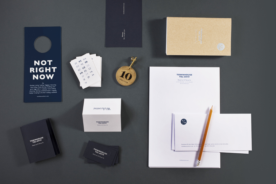 Logo and stationery designed by Koniak for Tel Aviv hotel Townhouse