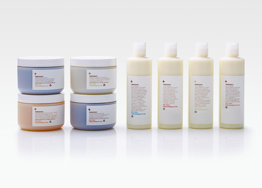 Packaging and branding by Mucho for Californian based handcrafted body care company Cure