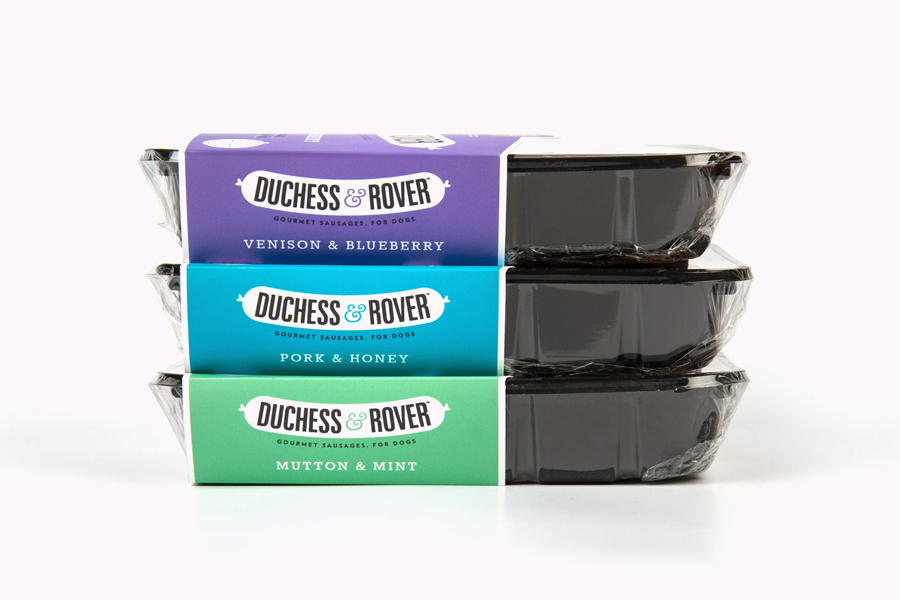 Packaging by Robot Food for gourmet sausage range for dogs Duchess & Rover