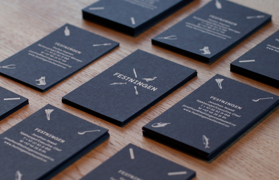 Logo and business cards by Uniform for Oslo brasserie Festningen