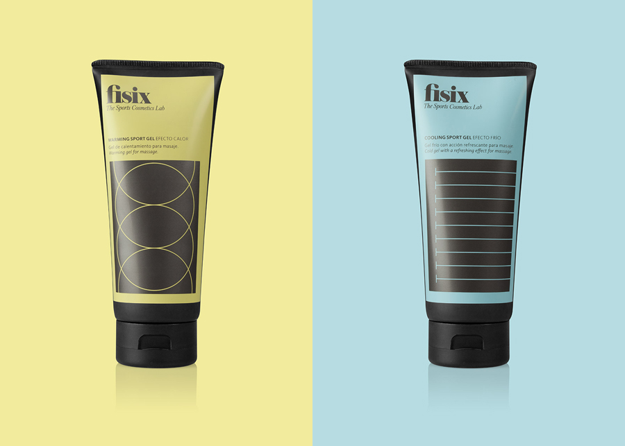 Packaging designed by Mucho for sports shower range Fisix