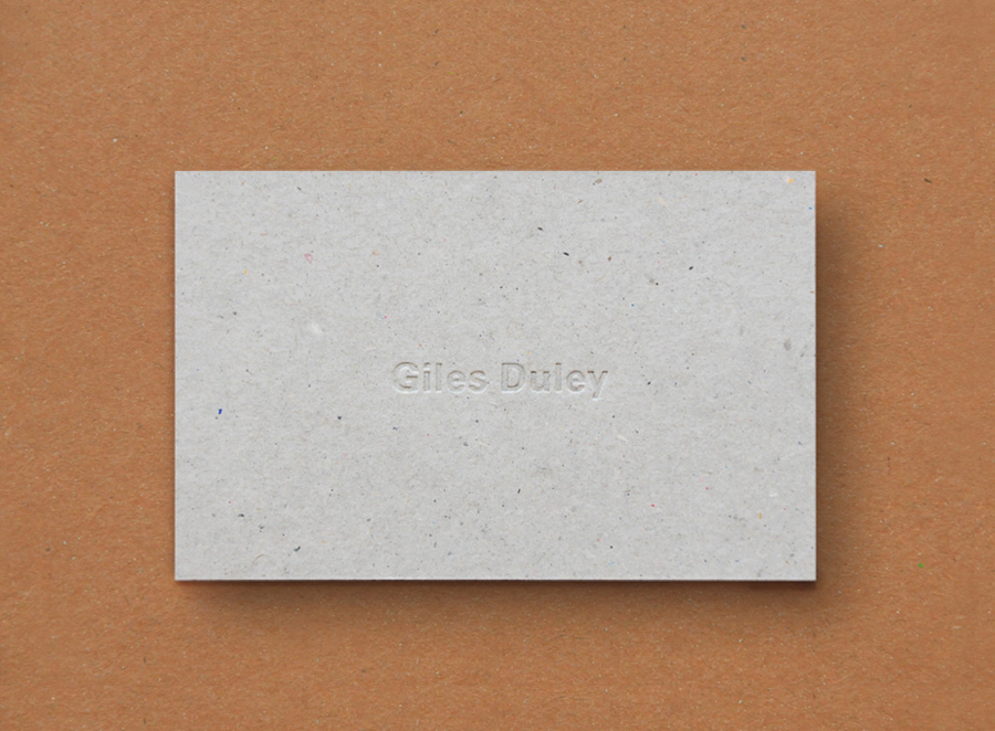 Business card for photographer Giles Duley designed by Shaz Madani