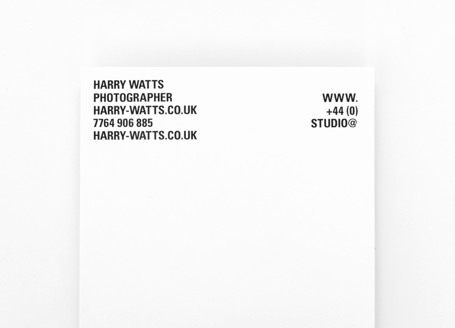 Headed paper designed by Birch for British photographer Harry Watts