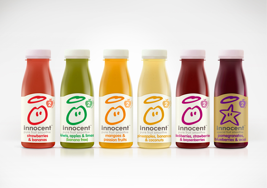Packaging design by B&B Studio for Innocent's juice and smoothies range