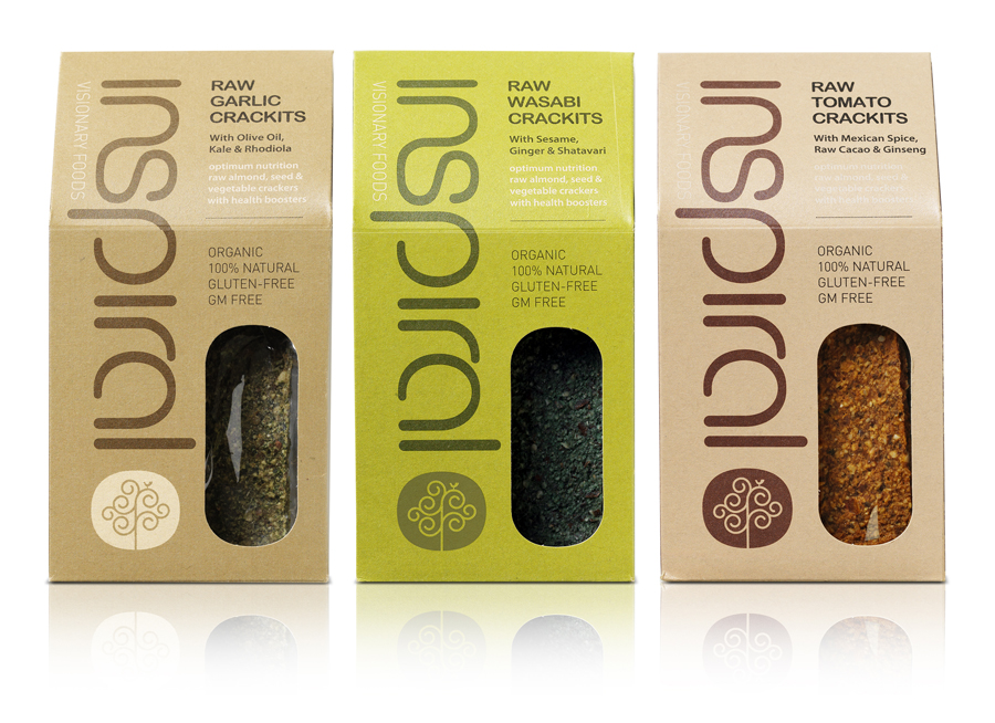 Logotype and packaging by Stduio h for organic raw food company Inspiral