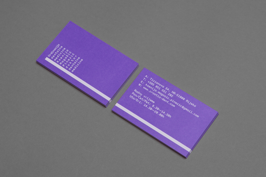 Logo and business card designed by Studio8585 for Croatian dental practice run by Dr. Ksenija Magašić Pinezić