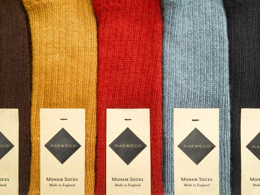 Logo and mixed fibre label design by Everything In Between for London-based tie and neckwear brand Marwood