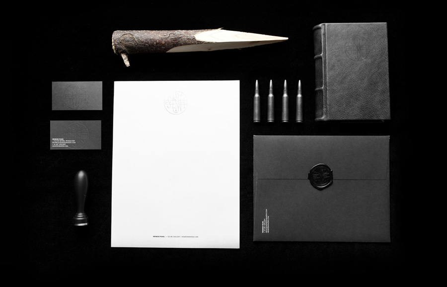 Logo and stationery with blind emboss and wax detail designed by Anagrama for Latin American horror film production company Nemesis Films