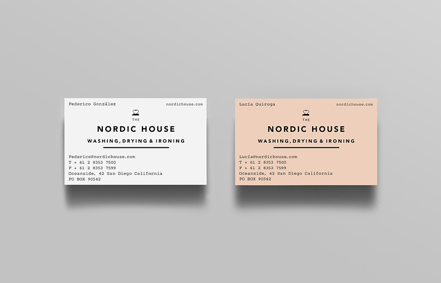 Logotype and business card designed by Anagrama for dry cleaning shop Nordic House