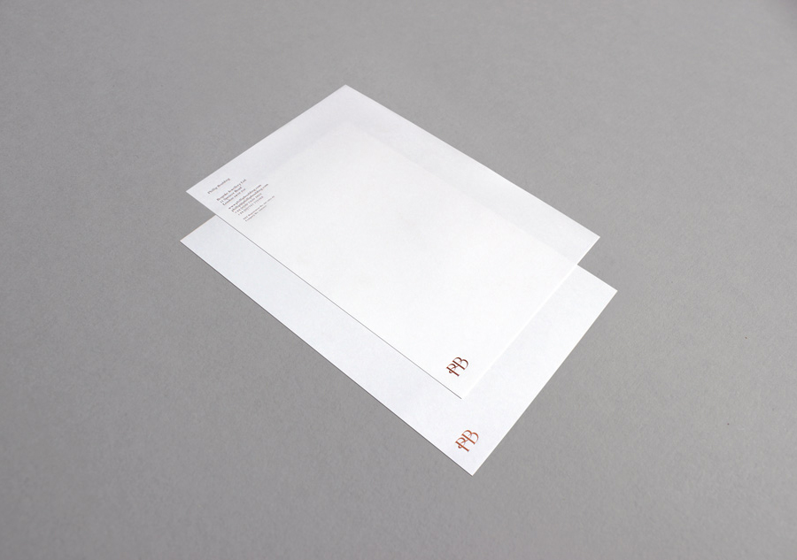 Logo and headed paper with copper foil detail designed by Stylo for jewellers Phillip Boulding