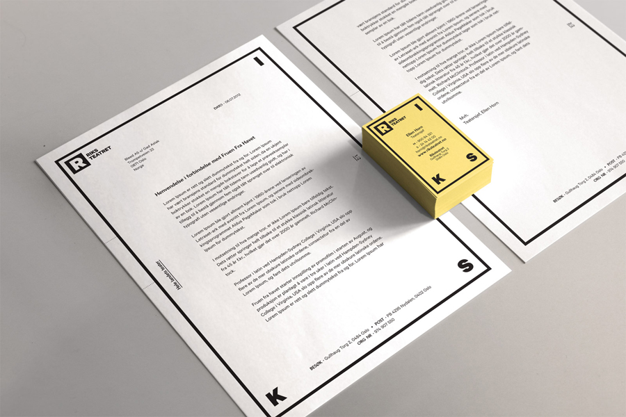 Logo and stationery design by Bleed for Norway's national touring theatre Riksteatret