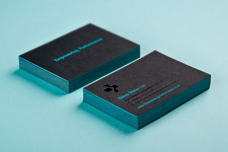 Logo and triplex business card with deboss foil detail designed by Analogue for management professional Steve Shine