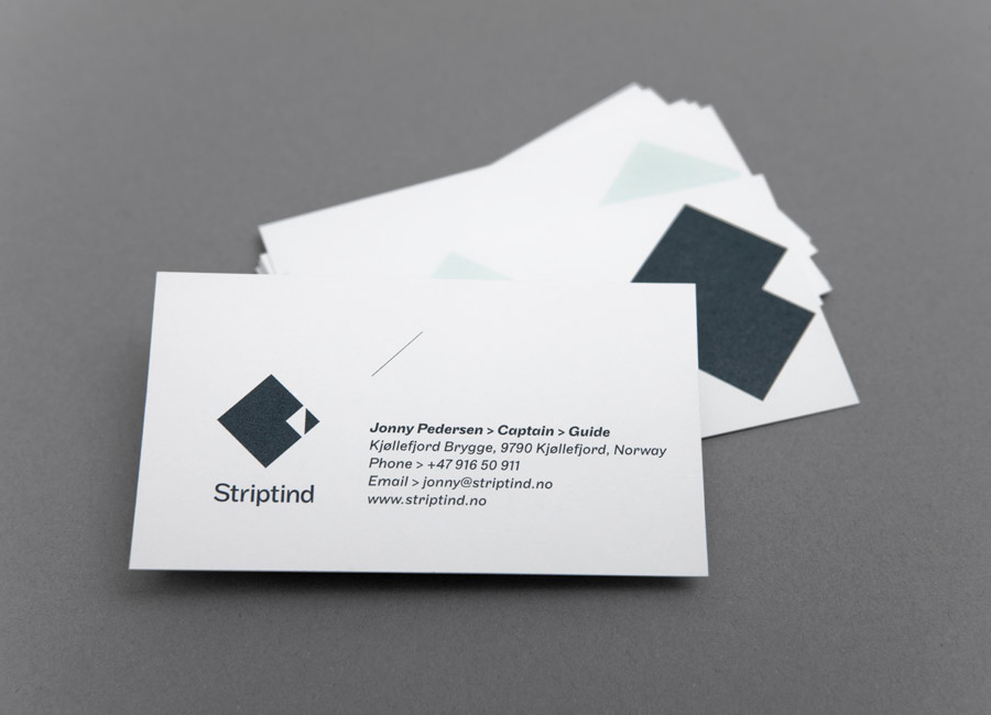 Logo and business card designed by Neue for Norwegian deep sea fishing experience Striptind