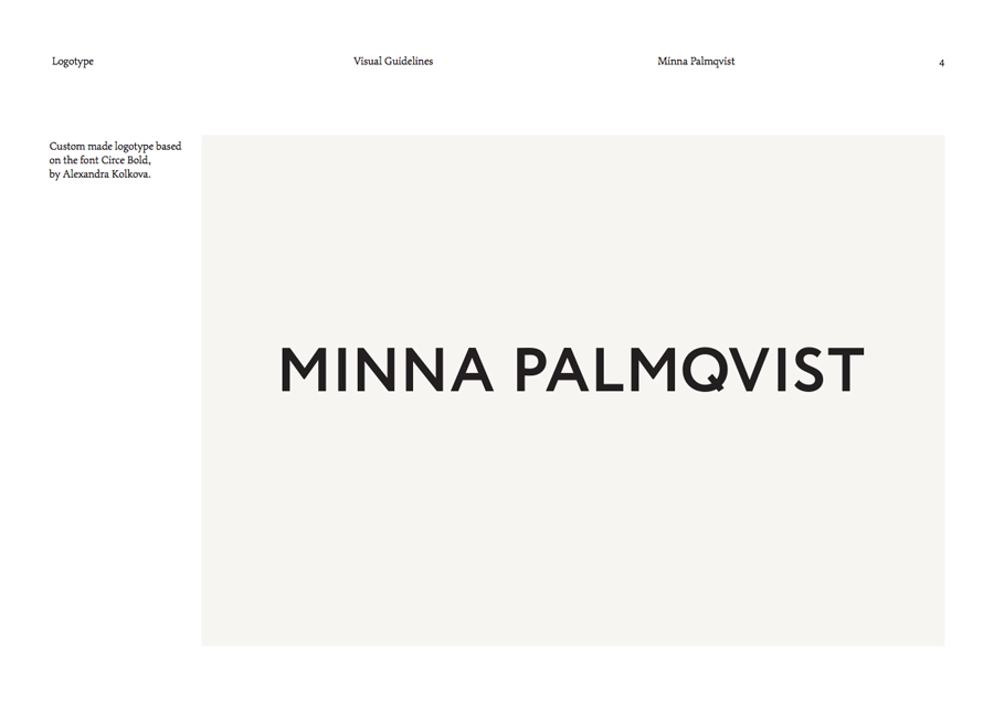 Brand guidelines created by Bedow for fashion designer and label Minna Palmqvist