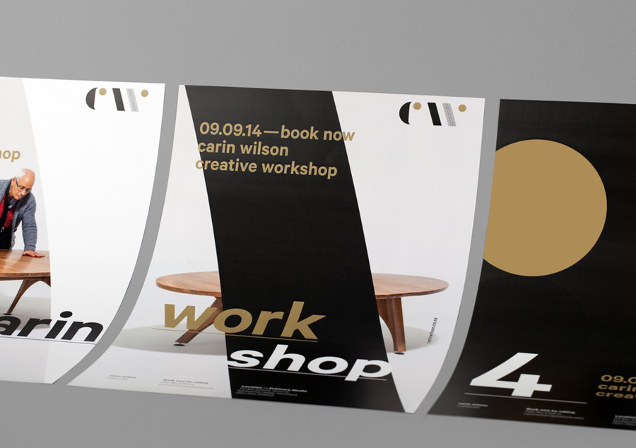 Logo and posters designed by Studio Alexander for furniture maker, sculptor and design educator Carin Wilson