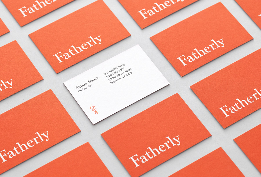 Logotype and business cards designed by Apartment One for dad-centric parenting media platform Fatherly