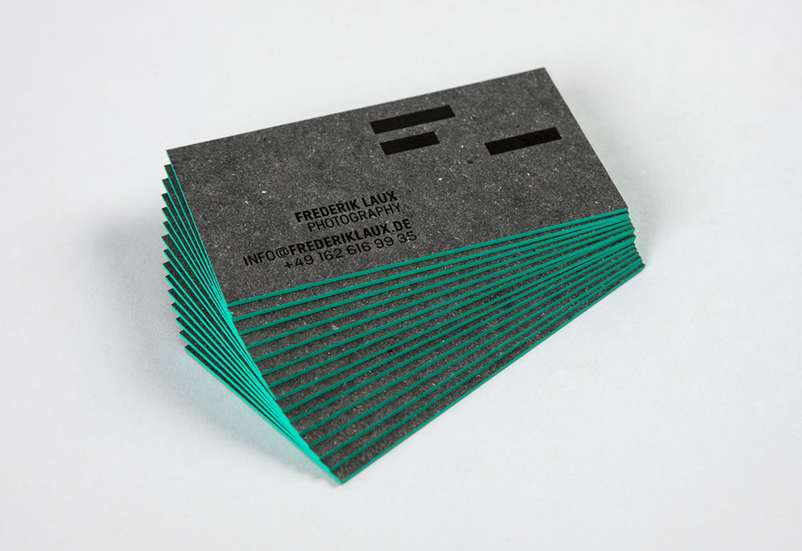 Business cards with hand painted edge detail designed by LSDK for Frederik Laux Photography