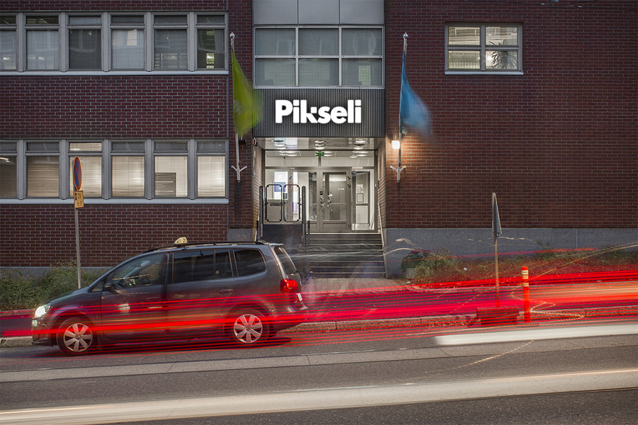 Logotype and exterior signage designed by Werklig for Helsinki office space Pikseli