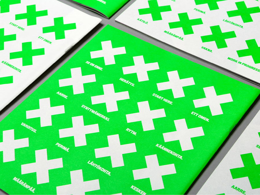 Print with fluorescent green ink detail designed by Bond for the University of the Arts Helsinki